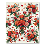 Romantic Coral Rose Bouquet Arrangement Rug