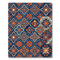Navy Blue Floral Pomegranate Medallion Rug