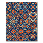 Navy Blue Floral Pomegranate Medallion Rug