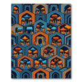 Vibrant Geometric Arch Orange Blue Mosaic Rug
