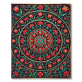 Vibrant Red Crimson Floral Medallion Rug