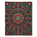 Vibrant Red Crimson Floral Medallion Rug