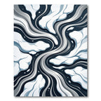 Monochrome Floating Ice Abstract Swirl Rug