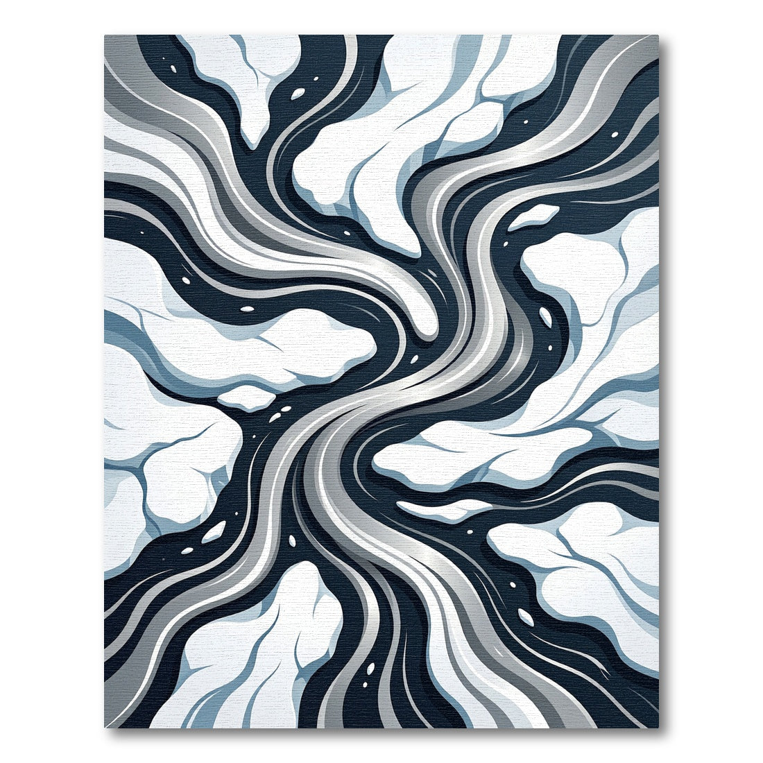 Monochrome Floating Ice Abstract Swirl Rug