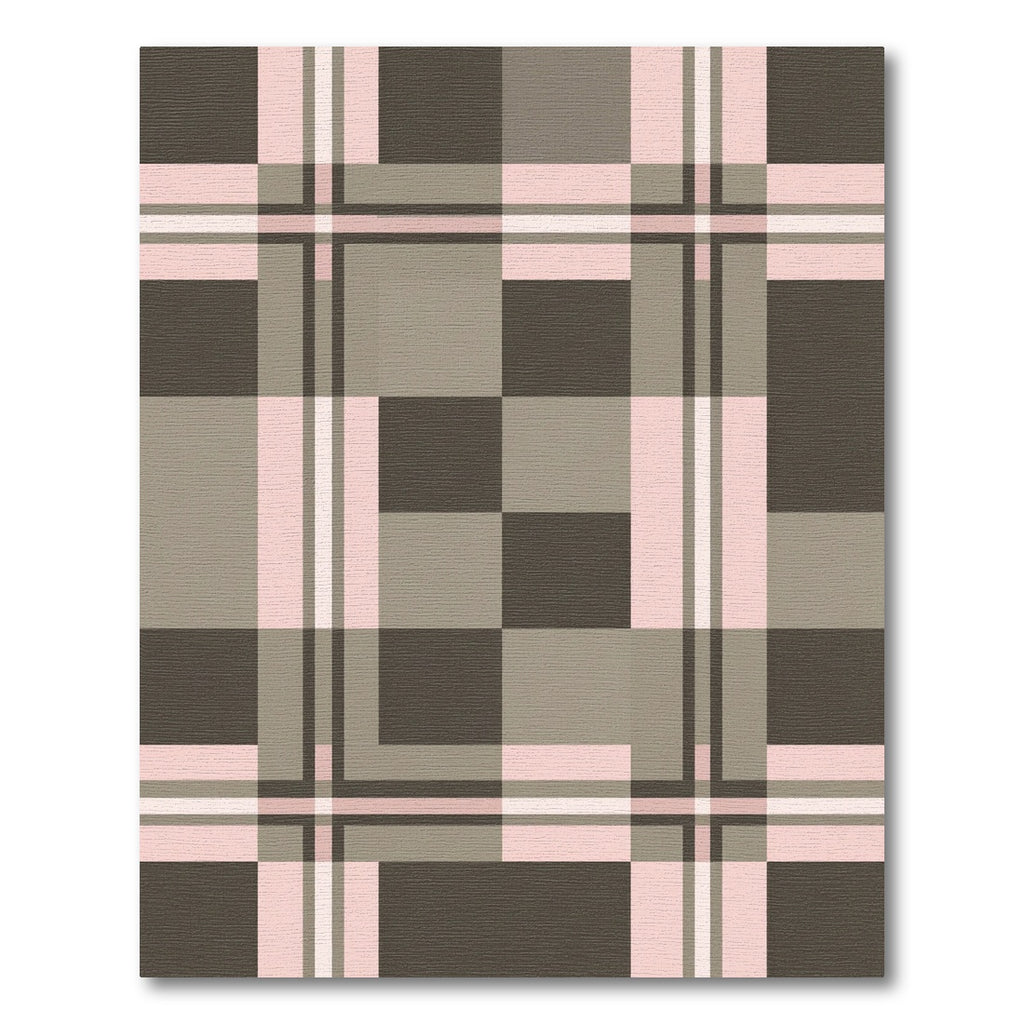Soft Pink Gray Plaid Check Rug