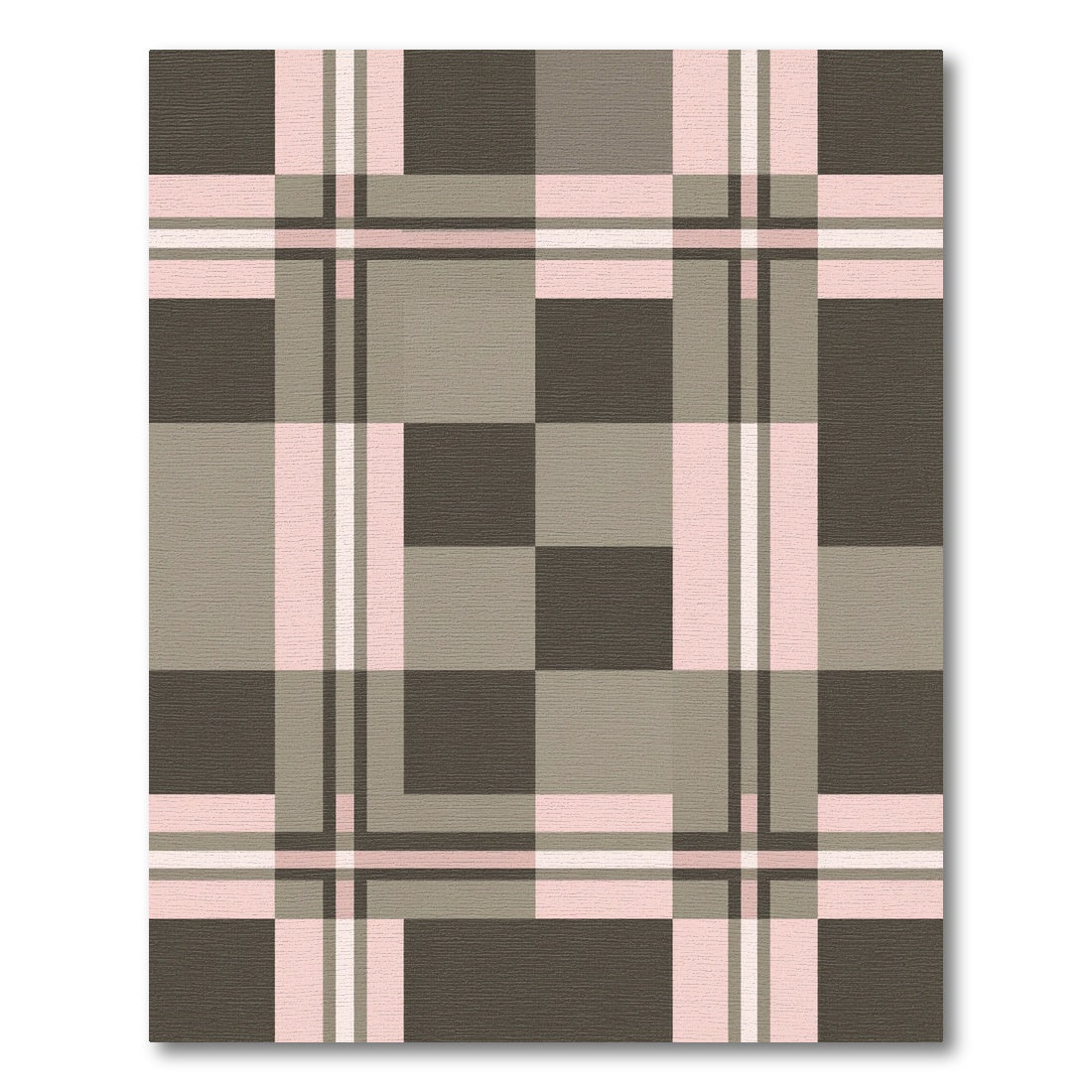 Soft Pink Gray Plaid Check Rug