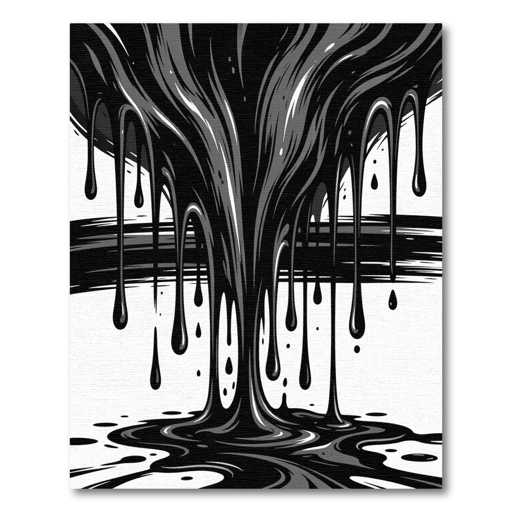 Abstract Black Liquid Ink Drip Rug