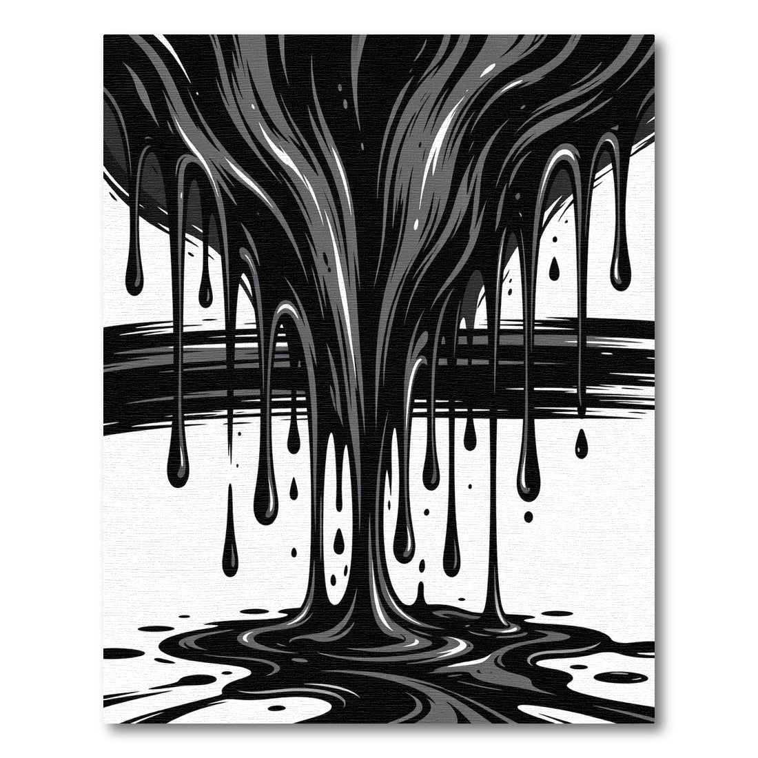 Abstract Black Liquid Ink Drip Rug
