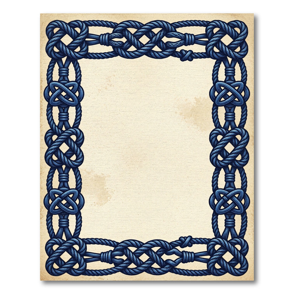 Intricate Navy Blue Celtic Knot Frame Rug