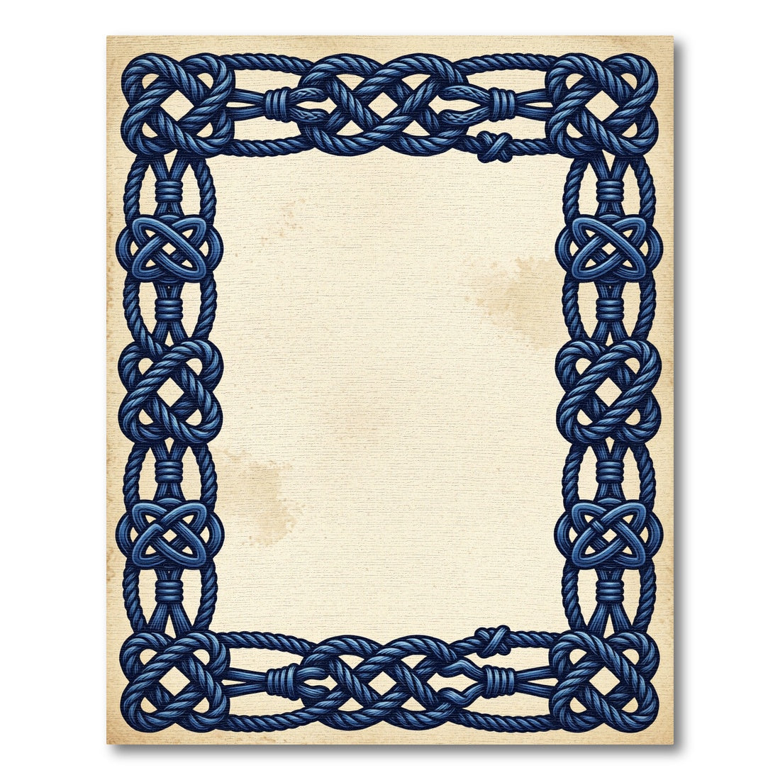 Intricate Navy Blue Celtic Knot Frame Rug