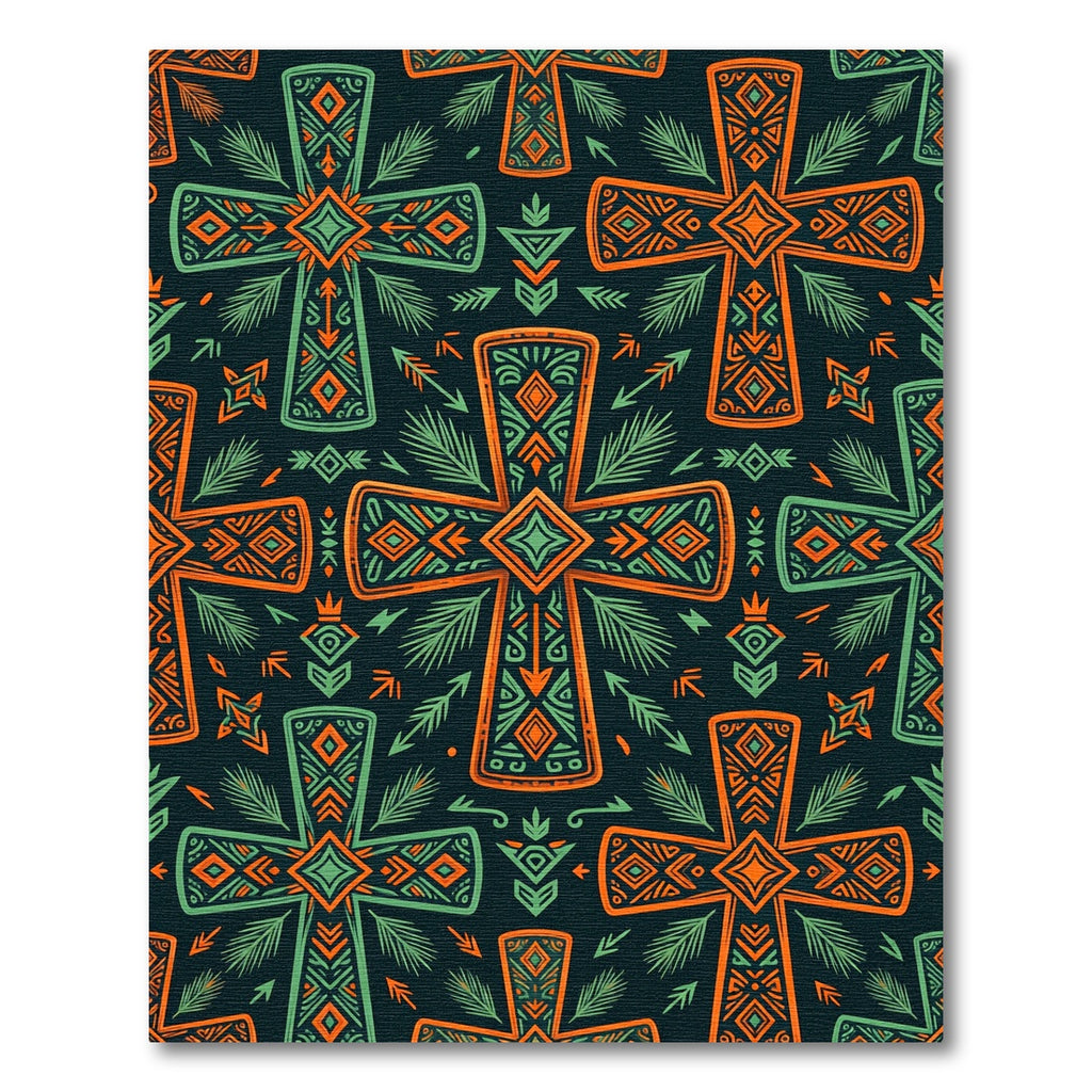 Vibrant Forest Cross Folk Wallcovering Rug