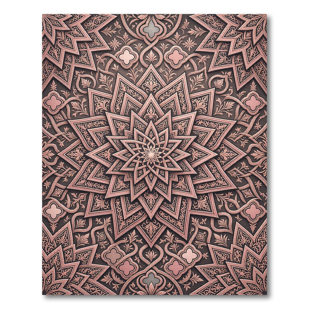 Rose Gold Geometric Star Medallion Rug