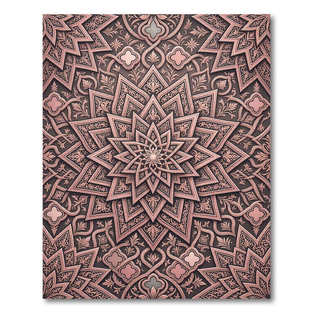 Rose Gold Geometric Star Medallion Rug