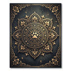 Ornate Gold Paw Mandala Frame Rug