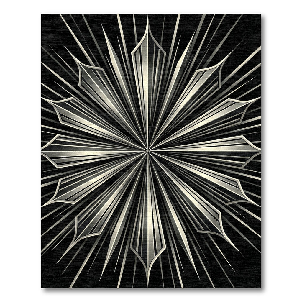 Radiant Black And White Starburst Rug