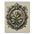 Ornate Green Floral Oval Emblem Rug