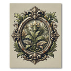 Ornate Green Floral Oval Emblem Rug