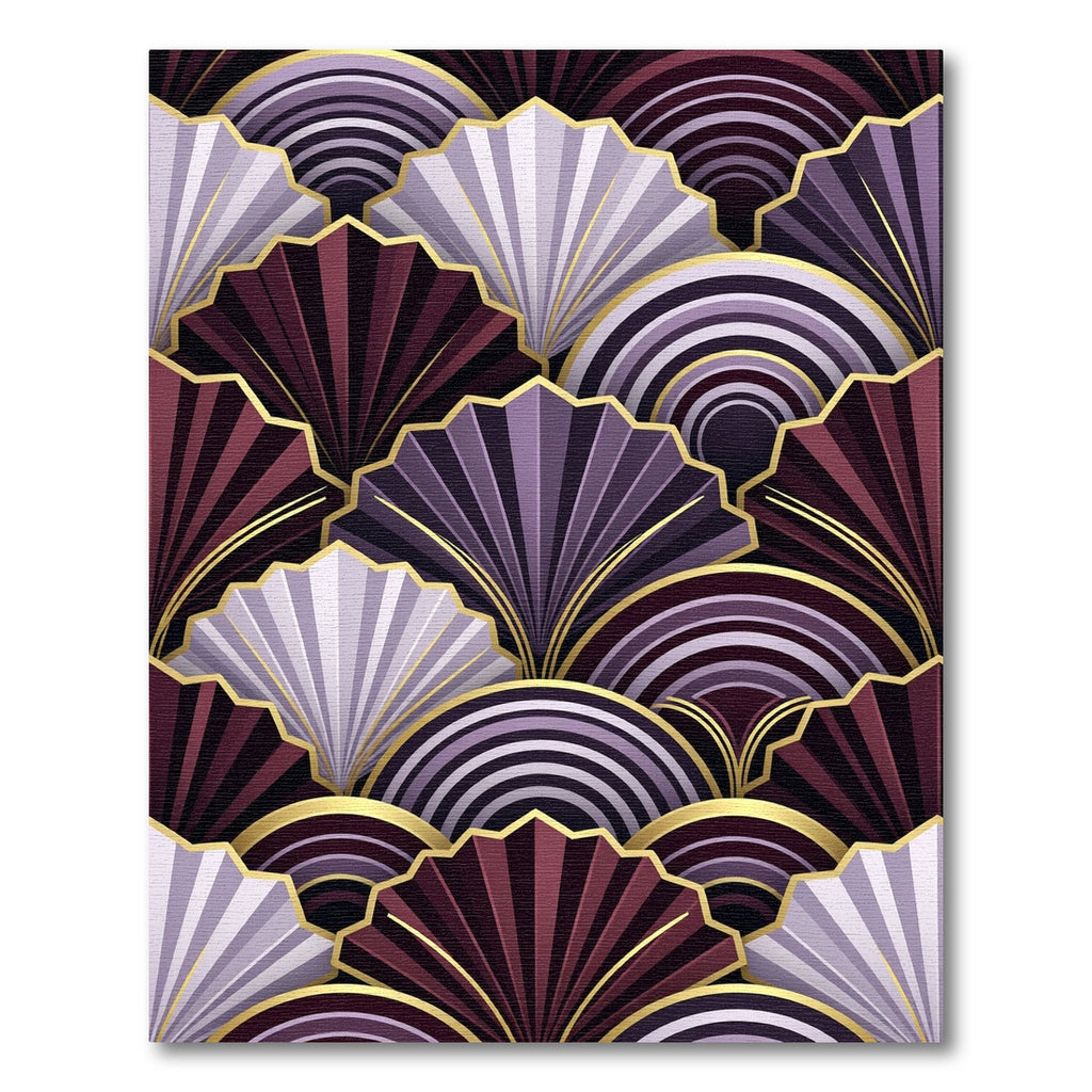 Art Deco Fan Motif Plum and Lilac Rug