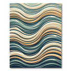 Earthy Blue and Gold Wavy Lines Rug