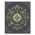 Vintage Gray Floral Baroque Medallion Rug