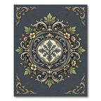Vintage Gray Floral Baroque Medallion Rug