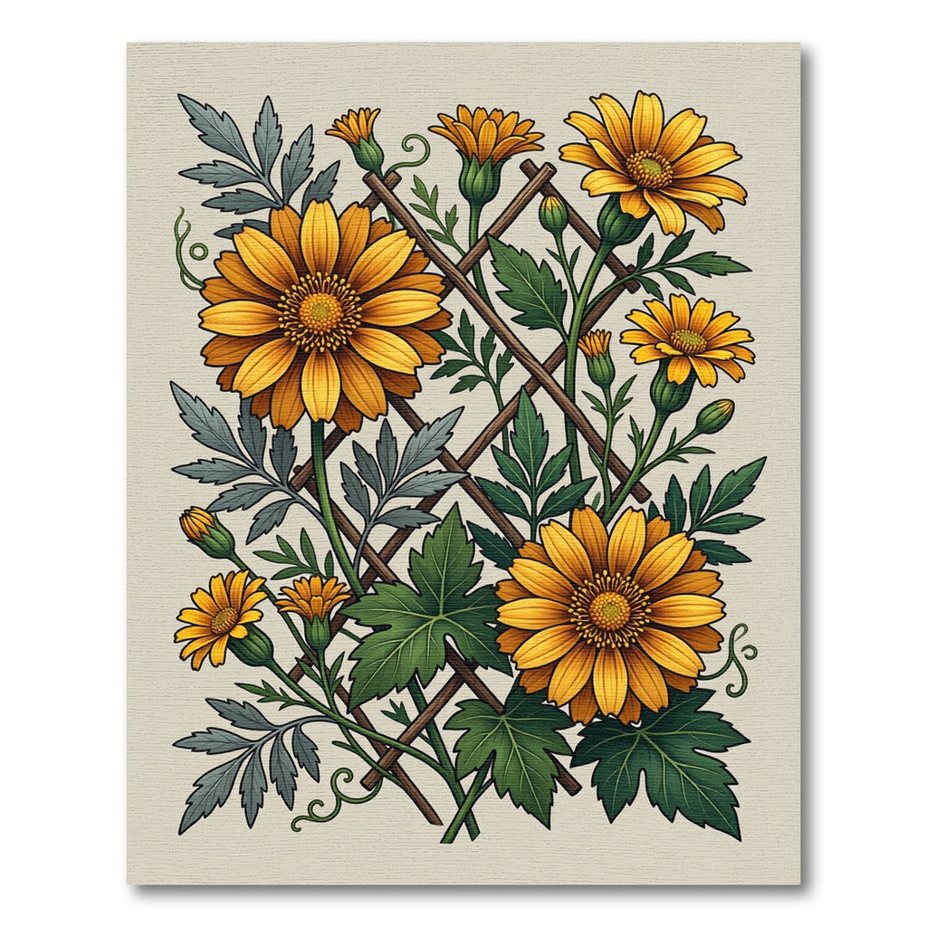 Golden Daisy Trellis Botanical Rug