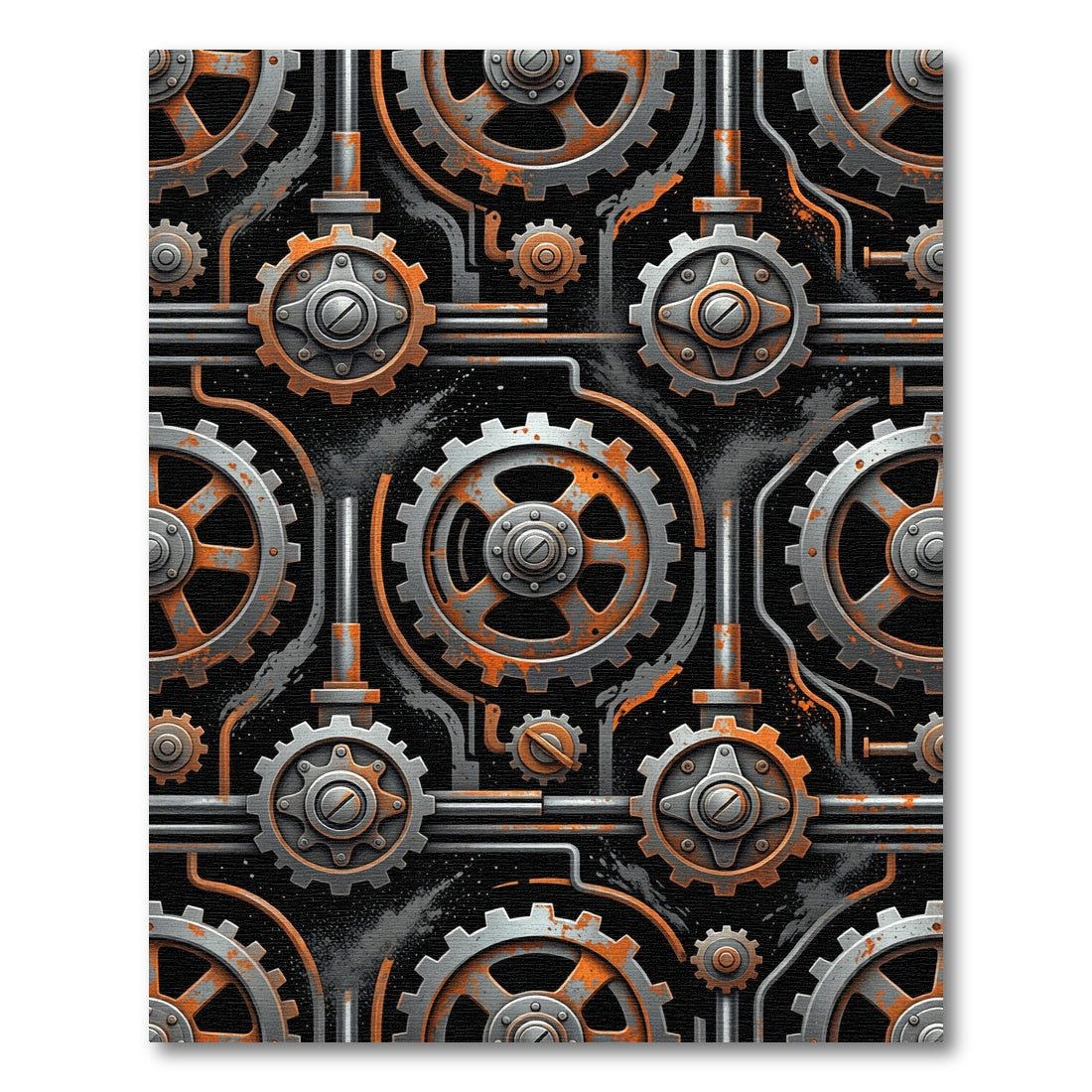 Industrial Rusty Gear Mechanism Rug