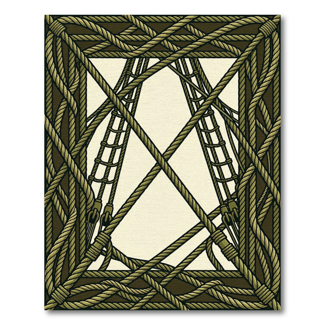 Nautical Rope Frame Bordered Rug