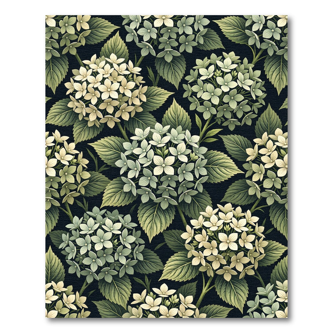 Botanical Hydrangea Floral Cream Sage Rug