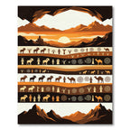 Earthy Sunset Ancient Petroglyph Layered Landscape Rug