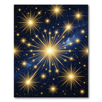 Radiant Golden Starburst Night Sky Rug