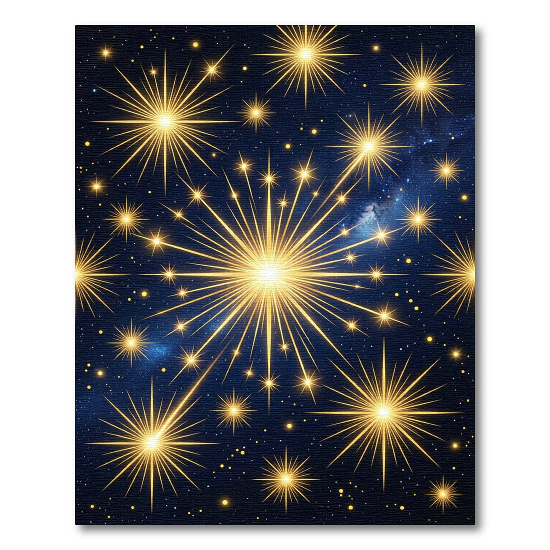 Radiant Golden Starburst Night Sky Rug
