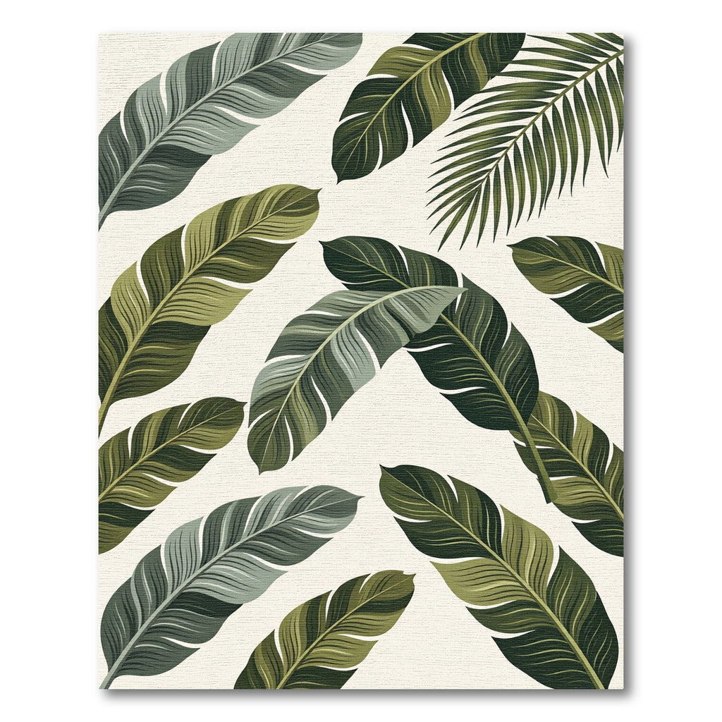Lush Green Tropical Feather Arrangement Rug