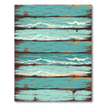 Distressed Coastal Blue Ocean Wave Planks Rug