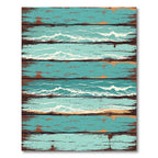 Distressed Coastal Blue Ocean Wave Planks Rug