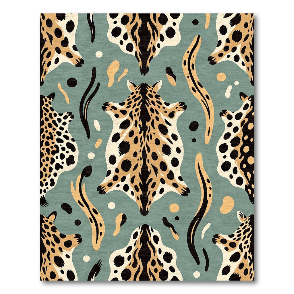 Teal Leopard Faux Hide Spots Rug