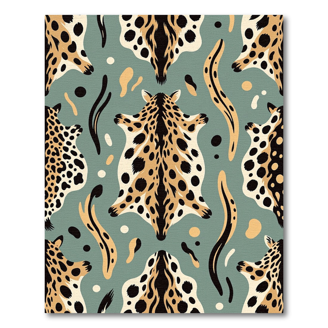 Teal Leopard Faux Hide Spots Rug