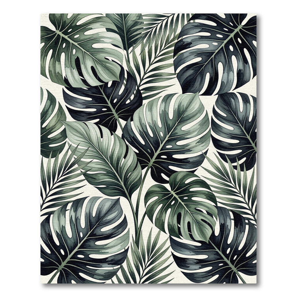 Deep Green Tropical Foliage Lush Rug