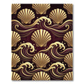 Art Deco Gold Shell and Wave Rug