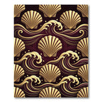 Art Deco Gold Shell and Wave Rug