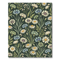 Botanical Meadow Wildflower Dark Green Rug
