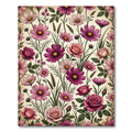 Vintage Pink Cosmos and Rose Meadow Rug