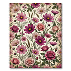 Vintage Pink Cosmos and Rose Meadow Rug