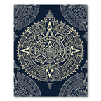 Aztec Celestial Gold Navy Sun Disc Rug