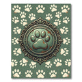 Distressed Sage Paw Embellished Medallion Rug