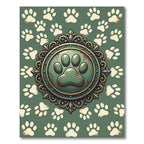 Distressed Sage Paw Embellished Medallion Rug