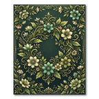 Botanical Sage Green Floral Wreath Rug