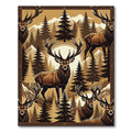 Rustic Brown Elk Mountain Forest Landscape Rug
