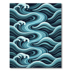 Oceanic Blue Wave Swirl Rug