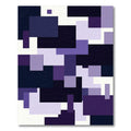 Geometric Purple and White Block Composition Rug